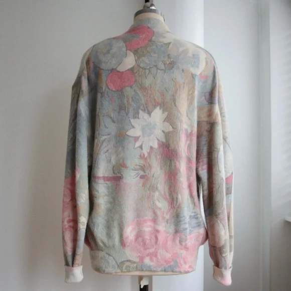 1980's Post Impressionism Floral Angora Knit Sweater - Picture 3 of 6